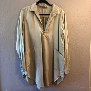 NWOT CP Shades Army/Sage Green Tunic Dress Cotton Silk Blend